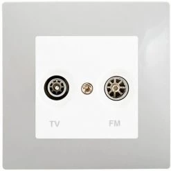 Prise TV /FM Blanc Delta Viva + Plaque Gris - SIEMENS - SIEMENS