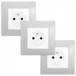 LOT De 3 Prises 2P+T Blanc Delta Viva + Plaques Gris - SIEMENS - SIEMENS