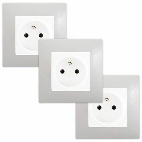 LOT De 3 Prises 2P+T Blanc Delta Viva + Plaques Gris - SIEMENS - SIEMENS 1 LOT De 3 Prises 2P+T Blanc Delta Viva + Plaques Gris - SIEMENS - SIEMENS