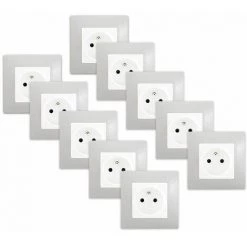 LOT De 10 Prises 2P+T Blanc Delta Viva + Plaques Gris - SIEMENS - SIEMENS