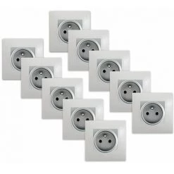 LOT 10 De Prises 2P+T Silver Delta Viva + Plaques Gris - SIEMENS - SIEMENS