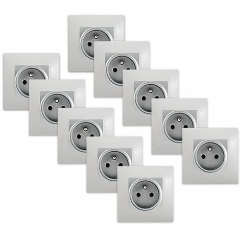 LOT 10 De Prises 2P+T Silver Delta Viva + Plaques Gris - SIEMENS - SIEMENS 1 LOT 10 De Prises 2P+T Silver Delta Viva + Plaques Gris - SIEMENS - SIEMENS