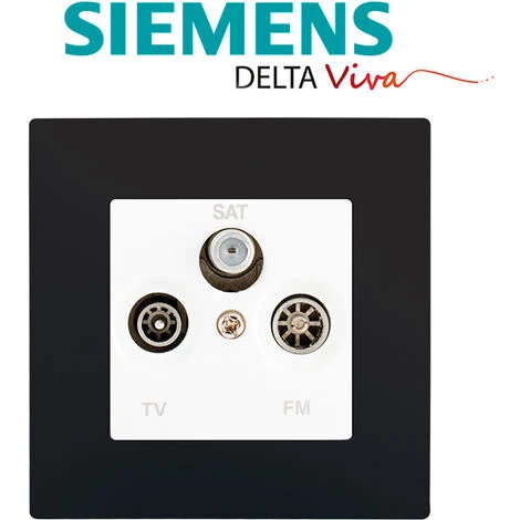 Prise TV FM SAT Blanc Delta Viva + Plaque Noir - SIEMENS - SIEMENS 2 Prise TV FM SAT Blanc Delta Viva + Plaque Noir - SIEMENS - SIEMENS – Image 2