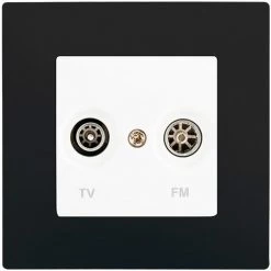 Prise TV /FM Blanc Delta Viva + Plaque Noir - SIEMENS - SIEMENS