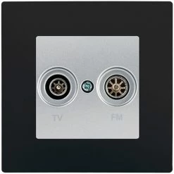 Prise TV / FM Silver Delta Viva + Plaque Noir - SIEMENS - SIEMENS