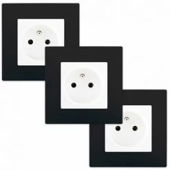 LOT 3 Prise 2P+T Blanc Delta Viva + Plaque Noir - SIEMENS - SIEMENS