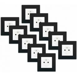 LOT De 10 Prises 2P+T Blanc Delta Viva + Plaques Noir - SIEMENS - SIEMENS