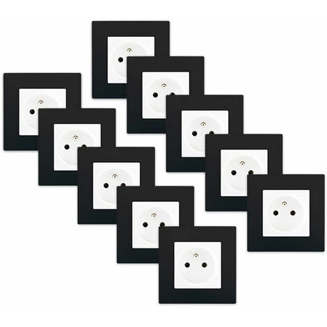 LOT De 10 Prises 2P+T Blanc Delta Viva + Plaques Noir - SIEMENS - SIEMENS 1 LOT De 10 Prises 2P+T Blanc Delta Viva + Plaques Noir - SIEMENS - SIEMENS