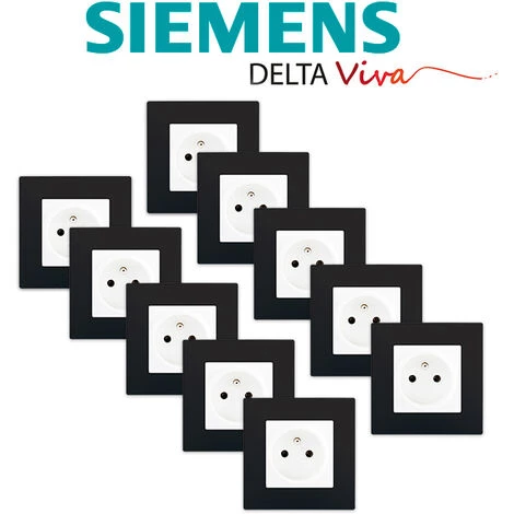 LOT De 10 Prises 2P+T Blanc Delta Viva + Plaques Noir - SIEMENS - SIEMENS 2 LOT De 10 Prises 2P+T Blanc Delta Viva + Plaques Noir - SIEMENS - SIEMENS – Image 2