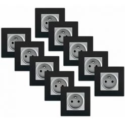 LOT 10 De Prises 2P+T Silver Delta Viva + Plaques Noires - SIEMENS - SIEMENS