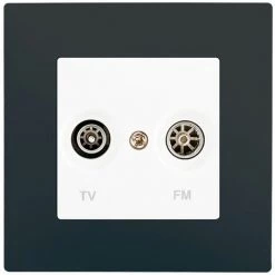 Prise TV /FM Blanc Delta Viva + Plaque Anthracite - SIEMENS - SIEMENS