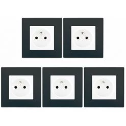 LOT 5 Prise 2P+T Blanc Delta Viva + Plaque Anthracite - SIEMENS - SIEMENS
