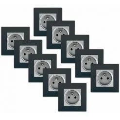 LOT 10 Prise 2P+T Silver Delta Viva + Plaque Anthracite - SIEMENS - SIEMENS
