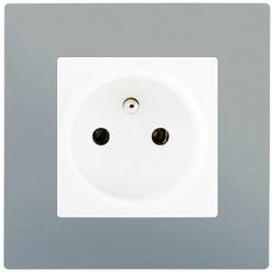 Prise 2P+T Blanc Delta Viva + Plaque Silver - SIEMENS - SIEMENS