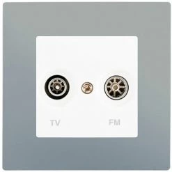 Prise TV /FM Blanc Delta Viva + Plaque Silver - SIEMENS - SIEMENS