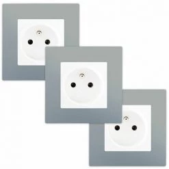 LOT 3 Prise 2P+T Blanc Delta Viva + Plaque Silver - SIEMENS - SIEMENS