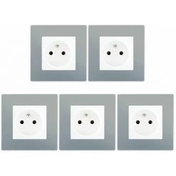 LOT 5 Prise 2P+T Blanc Delta Viva + Plaque Silver - SIEMENS - SIEMENS