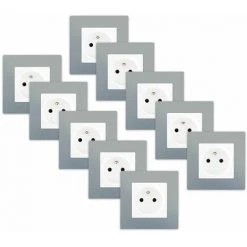 LOT 10 Prise 2P+T Blanc Delta Viva + Plaque Silver - SIEMENS - SIEMENS