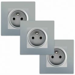 LOT 3 Prise 2P+T Silver Delta Viva + Plaque Silver - SIEMENS - SIEMENS