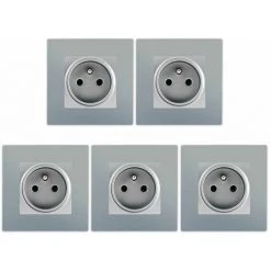 LOT 5 Prise 2P+T Silver Delta Viva + Plaque Silver - SIEMENS - SIEMENS