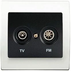 Prise TV/FM Anthracite Delta Iris + Plaque Basic Blanc - SIEMENS - SIEMENS