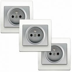 LOT 3 Prise 2P+T Silver Delta Iris + Plaque Basic Blanc - SIEMENS - SIEMENS