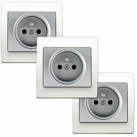 LOT 3 Prise 2P+T Silver Delta Iris + Plaque Basic Blanc - SIEMENS - SIEMENS 1 LOT 3 Prise 2P+T Silver Delta Iris + Plaque Basic Blanc - SIEMENS - SIEMENS