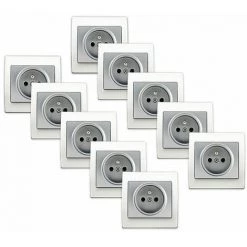 LOT 10 Prise 2P+T Silver Delta Iris + Plaque Basic Blanc - SIEMENS - SIEMENS