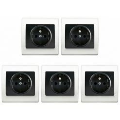 LOT 5 Prise 2P+T Anthracite Delta Iris + Plaque Basic Blanc - SIEMENS - SIEMENS