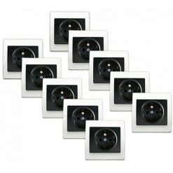 LOT 10 Prise 2P+T Anthracite Delta Iris + Plaque Basic Blanc - SIEMENS - SIEMENS