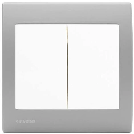 Double Va-et-Vient Blanc Delta Iris + Plaque Basic Silver - SIEMENS - SIEMENS 1 Double Va-et-Vient Blanc Delta Iris + Plaque Basic Silver - SIEMENS - SIEMENS