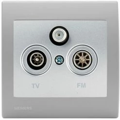 Prise TV/FM/SAT Silver Delta Iris + Plaque Basic Silver - SIEMENS - SIEMENS