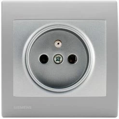 Prise 2P+T Silver Delta Iris + Plaque Basic Silver - SIEMENS - SIEMENS