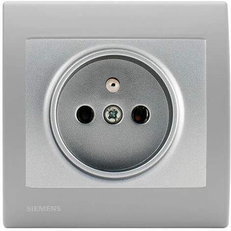 Prise 2P+T Silver Delta Iris + Plaque Basic Silver - SIEMENS - SIEMENS 1 Prise 2P+T Silver Delta Iris + Plaque Basic Silver - SIEMENS - SIEMENS