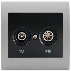 Prise TV/FM Anthracite Delta Iris + Plaque Basic Silver - SIEMENS - SIEMENS