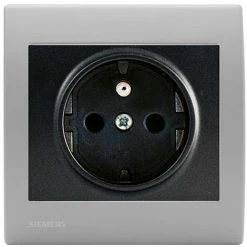 Prise 2P+T Anthracite Delta Iris + Plaque Basic Silver - SIEMENS - SIEMENS