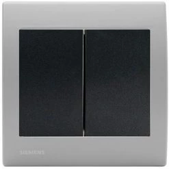 Va Et Vient + Poussoir Anthracite Delta Iris + Plaque Basic Silver - SIEMENS - SIEMENS