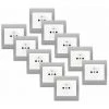 Lot De 10 Prise 2P+T Blanc Delta Iris + Plaque Basic Silver - SIEMENS - SIEMENS