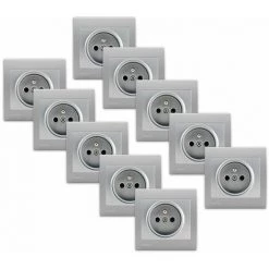 Lot De 10 Prises 2P+T Silver Delta Iris + Plaques Basic Silver - SIEMENS - SIEMENS