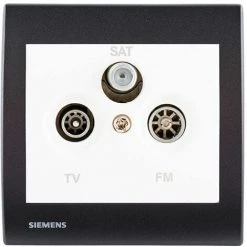 PriseTV/FM/SAT Blanc Delta Iris + Plaque Basic Anthracite - SIEMENS - SIEMENS