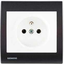 Prise 2P+T Blanc Delta Iris + Plaque Basic Anthracite - SIEMENS - SIEMENS
