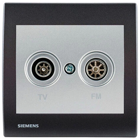 Prise TV/FM Silver Delta Iris + Plaque Basic Anthracite - SIEMENS - SIEMENS 1 Prise TV/FM Silver Delta Iris + Plaque Basic Anthracite - SIEMENS - SIEMENS