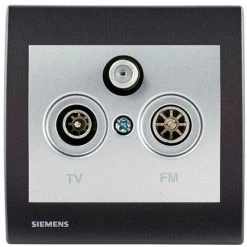 Prise TV/FM/SAT Silver Delta Iris + Plaque Basic Anthracite - SIEMENS - SIEMENS