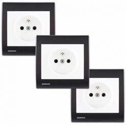 Lot De 3 Prise 2P+T Blanc Delta Iris + Plaque Anthracite - SIEMENS - SIEMENS