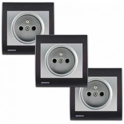 Lot De 3 Prises 2P+T Silver Delta Iris + Plaques Anthracite - SIEMENS - SIEMENS