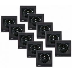 Lot De 10 Prise 2P+T Anthracite Delta Iris + Plaque Anthracite - SIEMENS - SIEMENS