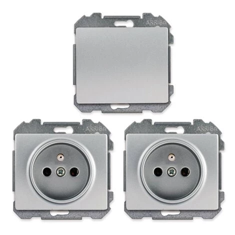 Lot De 1 Va Et Vient Silver Et 2 Prises 2P+T Silver - SIEMENS - SIEMENS 1 Lot De 1 Va Et Vient Silver Et 2 Prises 2P+T Silver - SIEMENS - SIEMENS