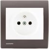 Prise 2P+T Blanc Delta Iris + Plaque Soft Marron - SIEMENS - SIEMENS