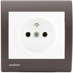 Prise 2P+T Blanc Delta Iris + Plaque Soft Marron - SIEMENS - SIEMENS