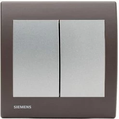 Double Poussoir Silver Delta Iris + Plaque Soft Marron - SIEMENS - SIEMENS